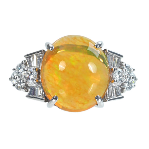 【中古】PT900 MEXICO OPAL RING メキシコオパールリング OP5.92ct D0.73ct GRJソーティング 12.8g #13