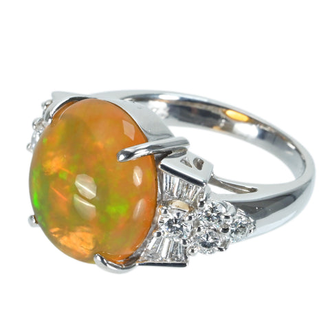 【中古】PT900 MEXICO OPAL RING メキシコオパールリング OP5.92ct D0.73ct GRJソーティング 12.8g #13