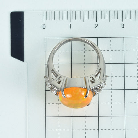 【中古】PT900 MEXICO OPAL RING メキシコオパールリング OP5.92ct D0.73ct GRJソーティング 12.8g #13