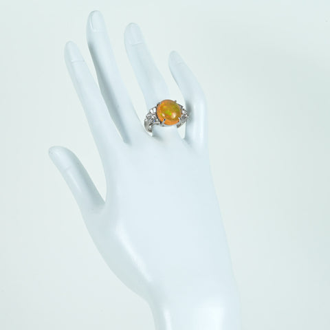 【中古】PT900 MEXICO OPAL RING メキシコオパールリング OP5.92ct D0.73ct GRJソーティング 12.8g #13