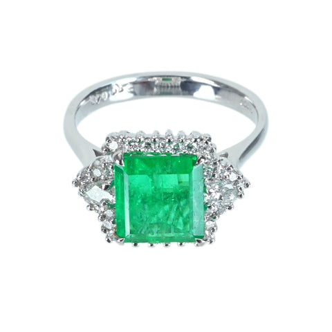 [Used] PT900 Emerald Ring, E2.39ct, D0.48ct, 6.9g, #14.5 