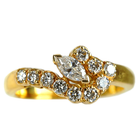 【中古】POLA K18YG DIAMOND ダイヤモンドリング 0.19ct D0.45ct 3.7g #9