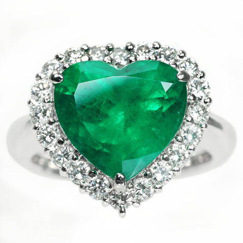 【中古】 PT900 EMERALD エメラルド リング E5.08ct D0.77ct GRS鑑別書付き 12.6g #12