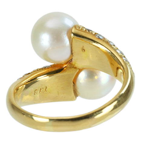 【中古】K18YG PEARL RING パールリング P9.2mm P9.2mm D 1.13ct 10.8g #16