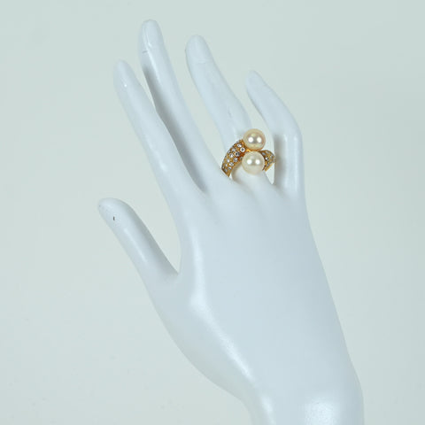 【中古】K18YG PEARL RING パールリング P9.2mm P9.2mm D 1.13ct 10.8g #16