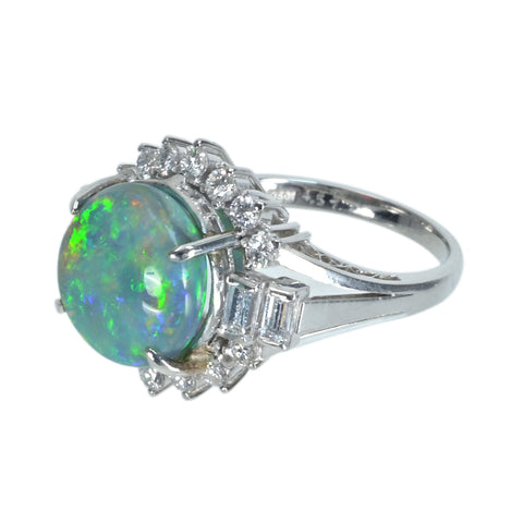 【中古】PT950 BLACK OPALブラックオパールリング BO4.57ct D2.74ct 9.5g #11.5