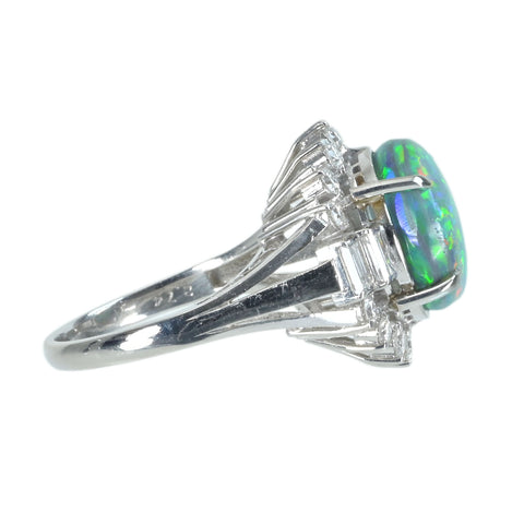 【中古】PT950 BLACK OPALブラックオパールリング BO4.57ct D2.74ct 9.5g #11.5