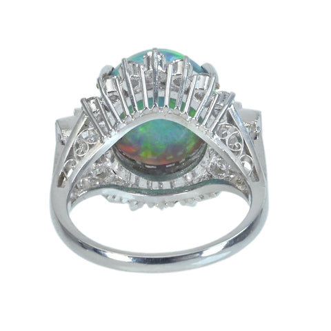 【中古】PT950 BLACK OPALブラックオパールリング BO4.57ct D2.74ct 9.5g #11.5