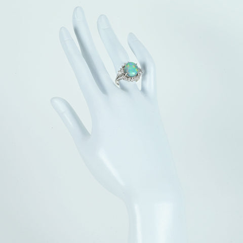 【中古】PT950 BLACK OPALブラックオパールリング BO4.57ct D2.74ct 9.5g #11.5