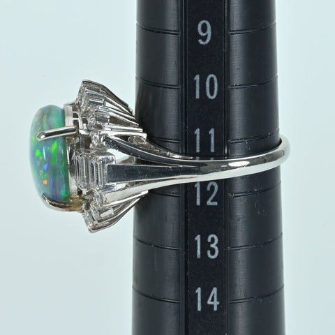 【中古】PT950 BLACK OPALブラックオパールリング BO4.57ct D2.74ct 9.5g #11.5