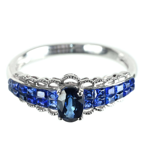 【中古】K18WG SAPPHIRE サファイアリング S1.30ct ミステリーセッティング 2.9g #16