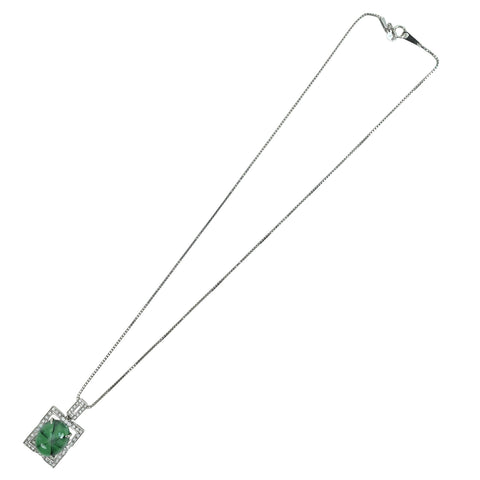 【中古】K18WG/PT900 EMERALD NECKLACEトラピッチェエメラルドペンダントネックレス E15.51ct D0.44ct 鑑別書14.5g