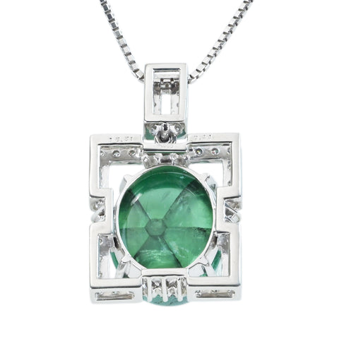 【中古】K18WG/PT900 EMERALD NECKLACEトラピッチェエメラルドペンダントネックレス E15.51ct D0.44ct 鑑別書14.5g