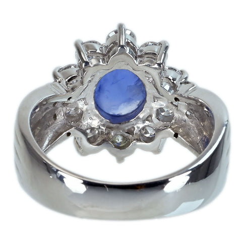 Pre-owned PT900 Star Sapphire Ring, 1.81ct Stone, 1.21ct Stone, CGL Sorting, 11.5g, #14.5 