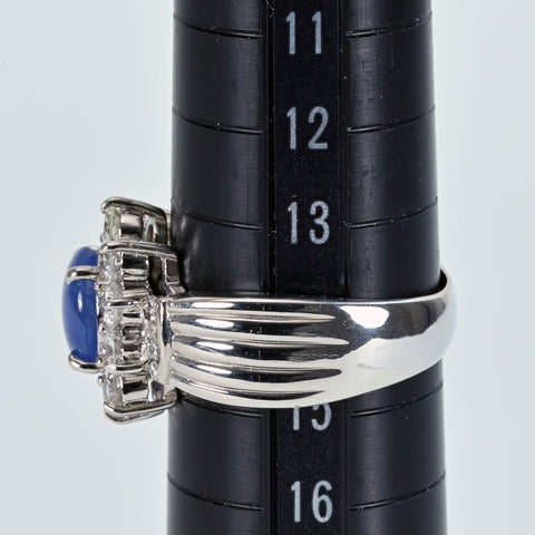 Pre-owned PT900 Star Sapphire Ring, 1.81ct Stone, 1.21ct Stone, CGL Sorting, 11.5g, #14.5 