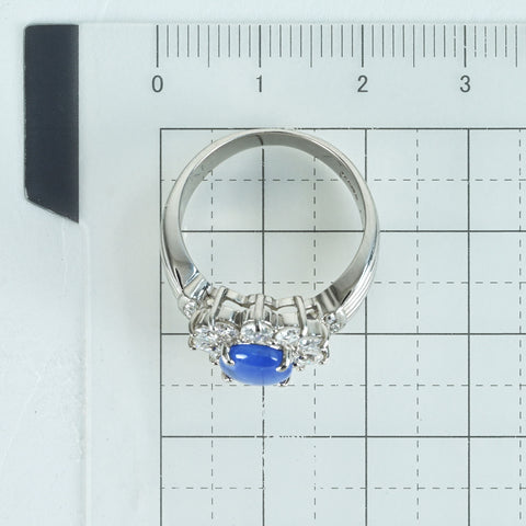 Pre-owned PT900 Star Sapphire Ring, 1.81ct Stone, 1.21ct Stone, CGL Sorting, 11.5g, #14.5 