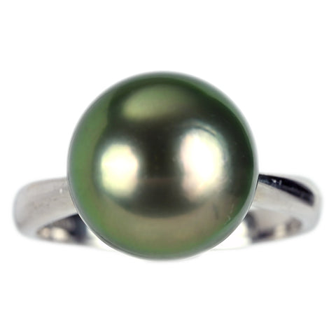 【中古】PT900 tahiti Pearl タヒチパールリング 11.2mm 5.9g #10 鑑別書付き