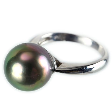 【中古】PT900 tahiti Pearl タヒチパールリング 11.2mm 5.9g #10 鑑別書付き