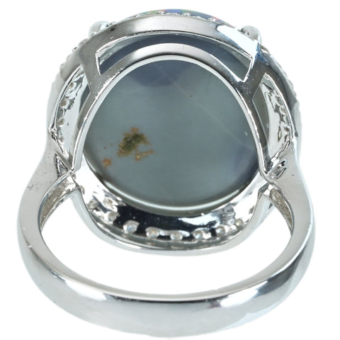 【中古】K18WG OPAL ブラックオパールリング BO7.89ct D0.47ct 6.7g #14.5