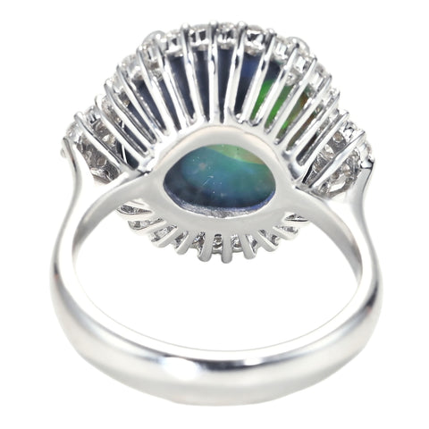 【中古】K18WG BLACK OPAL RING ブラックオパールリング BO6.60ct D0.58ct 7.4g #14.5