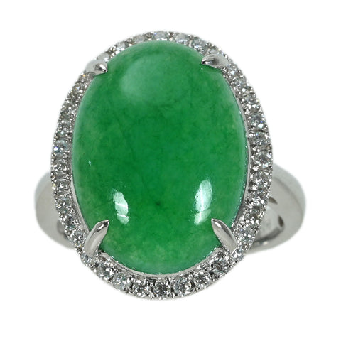 【中古】K18WG JADEITEヒスイリング J10.45ct D0.36ct 6.6g #13