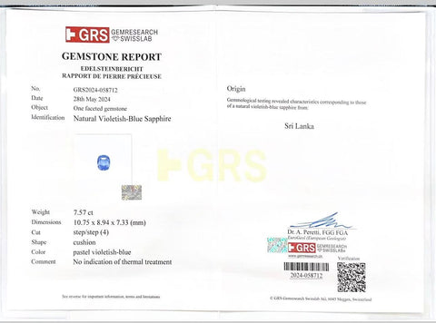 【中古】K18WG SAPPHIRE RING スリランカ産非加熱サファイアリング S7.57ct D1.32ct GRS鑑別書 9.7g #13