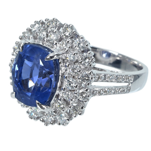 【中古】K18WG SAPPHIRE RING スリランカ産非加熱サファイアリング S7.57ct D1.32ct GRS鑑別書 9.7g #13