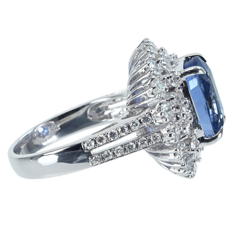 【中古】K18WG SAPPHIRE RING スリランカ産非加熱サファイアリング S7.57ct D1.32ct GRS鑑別書 9.7g #13
