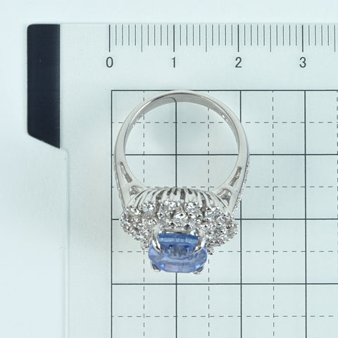 【中古】K18WG SAPPHIRE RING スリランカ産非加熱サファイアリング S7.57ct D1.32ct GRS鑑別書 9.7g #13