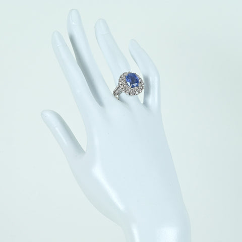 【中古】K18WG SAPPHIRE RING スリランカ産非加熱サファイアリング S7.57ct D1.32ct GRS鑑別書 9.7g #13