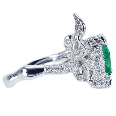 【中古】K18WG EMERALD コロンビア産エメラルドリング RING E2.37ct D1.7ct4 AIGS Vivid Green 鑑別書 9.0g #10.5