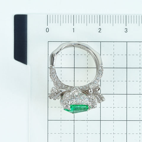 【中古】K18WG EMERALD コロンビア産エメラルドリング RING E2.37ct D1.7ct4 AIGS Vivid Green 鑑別書 9.0g #10.5