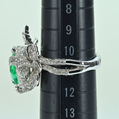 【中古】K18WG EMERALD コロンビア産エメラルドリング RING E2.37ct D1.7ct4 AIGS Vivid Green 鑑別書 9.0g #10.5