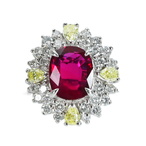 【中古】K18WG RUBYモザンビーク産非加熱ルビーリング R3.03ct D1.13ct GRS鑑別書 8.0g #13.5