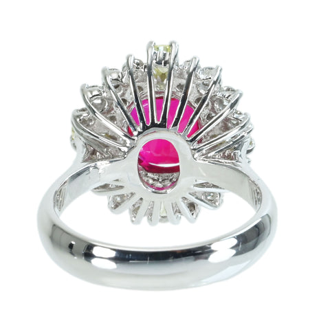 Pre-owned 18K White Gold Ruby Ring, Unheated Mozambique Ruby, 3.03ct R, 1.13ct D, GRS Certificate, 8.0g, #13.5 