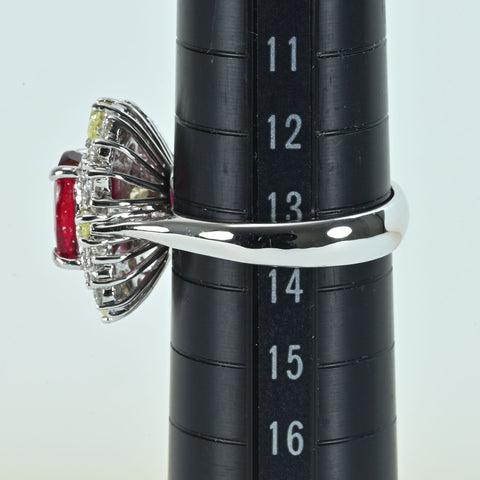 Pre-owned 18K White Gold Ruby Ring, Unheated Mozambique Ruby, 3.03ct R, 1.13ct D, GRS Certificate, 8.0g, #13.5 