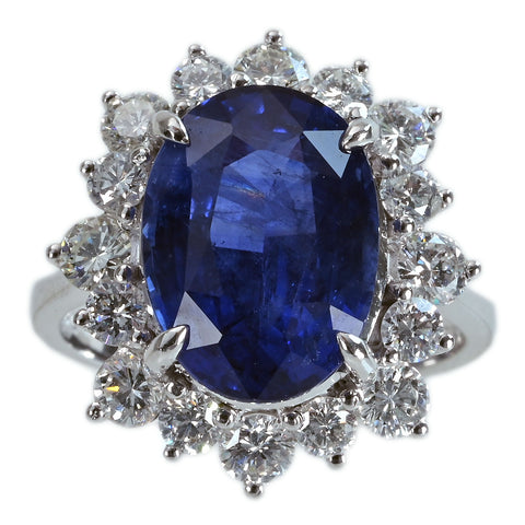 【中古】K18WG SAPPHIREスリランカ産 サファイアリング S7.24ct D1.50ct GRS鑑別書 7.0g #13　