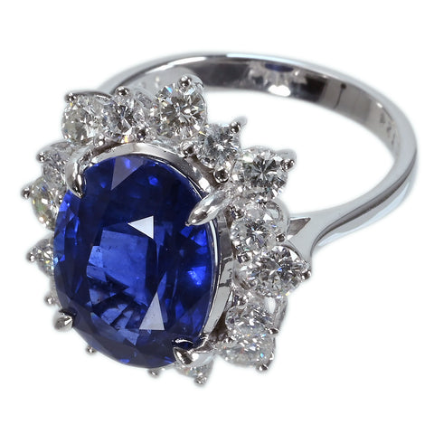 【中古】K18WG SAPPHIREスリランカ産 サファイアリング S7.24ct D1.50ct GRS鑑別書 7.0g #13　