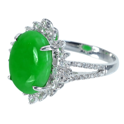 [Used] K18WG JADEITE RING Jadeite Ring Jadeite 5.73ct Diameter 0.57ct 5.6g #13 
