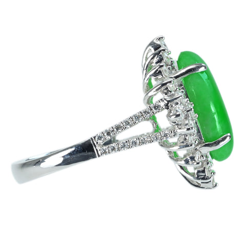 [Used] K18WG JADEITE RING Jadeite Ring Jadeite 5.73ct Diameter 0.57ct 5.6g #13 