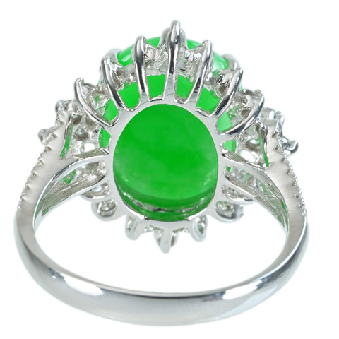 [Used] K18WG JADEITE RING Jadeite Ring Jadeite 5.73ct Diameter 0.57ct 5.6g #13 