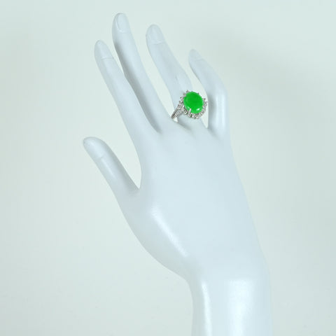 [Used] K18WG JADEITE RING Jadeite Ring Jadeite 5.73ct Diameter 0.57ct 5.6g #13 