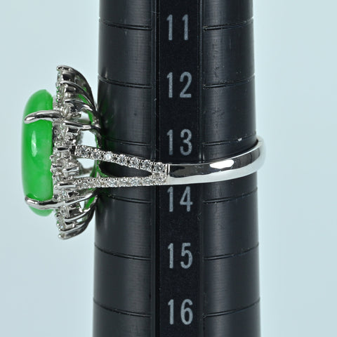 [Used] K18WG JADEITE RING Jadeite Ring Jadeite 5.73ct Diameter 0.57ct 5.6g #13 