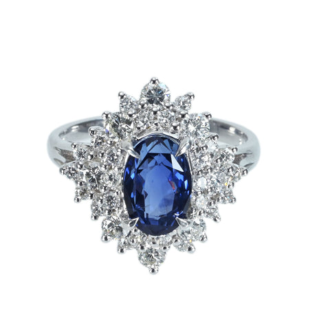 【中古】 K18WG SAPPHIRE スリランカ産非加熱サファイアリング S2.78ct D1.00ct GRS鑑別書 5.6g #13