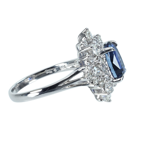 【中古】 K18WG SAPPHIRE スリランカ産非加熱サファイアリング S2.78ct D1.00ct GRS鑑別書 5.6g #13