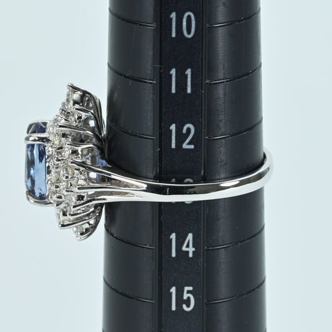 【中古】 K18WG SAPPHIRE スリランカ産非加熱サファイアリング S2.78ct D1.00ct GRS鑑別書 5.6g #13