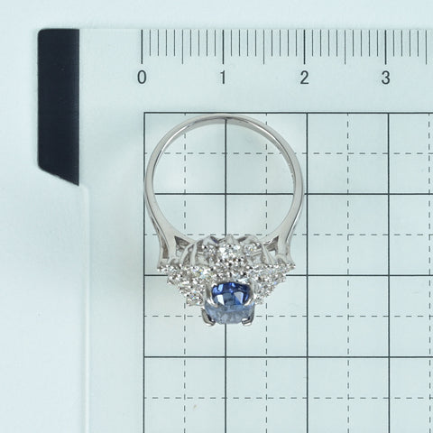 【中古】 K18WG SAPPHIRE スリランカ産非加熱サファイアリング S2.78ct D1.00ct GRS鑑別書 5.6g #13