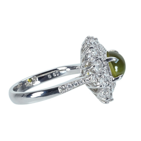 【中古】K18WG CATS EYEクリソベリルキャッツアイリング CE2.32ct D0.91ct 6.1g #13
