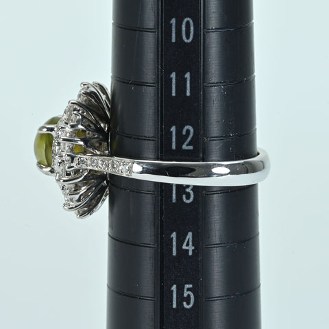 【中古】K18WG CATS EYEクリソベリルキャッツアイリング CE2.32ct D0.91ct 6.1g #13