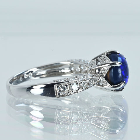 【中古】K18WG BLACK OPAL ブラックオパールリング BO2.15ct D0.56ct 4.0g #13